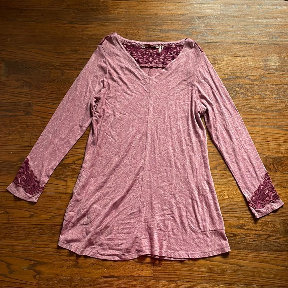 Soft Surroundings Purple Embroidered Tunic Top